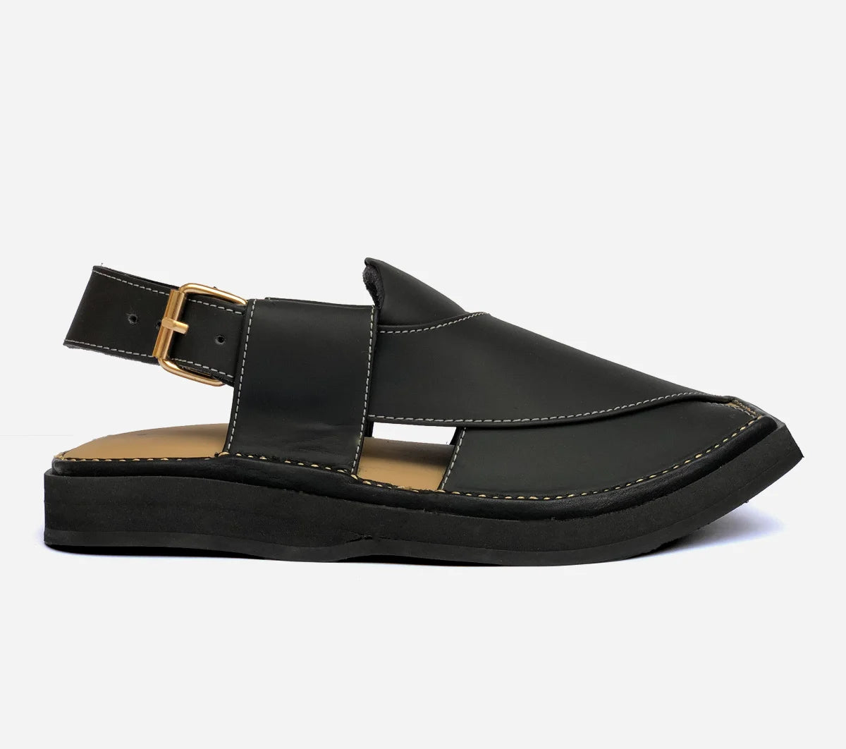 peshawari Kaptan leather sandal black color KPBL102
