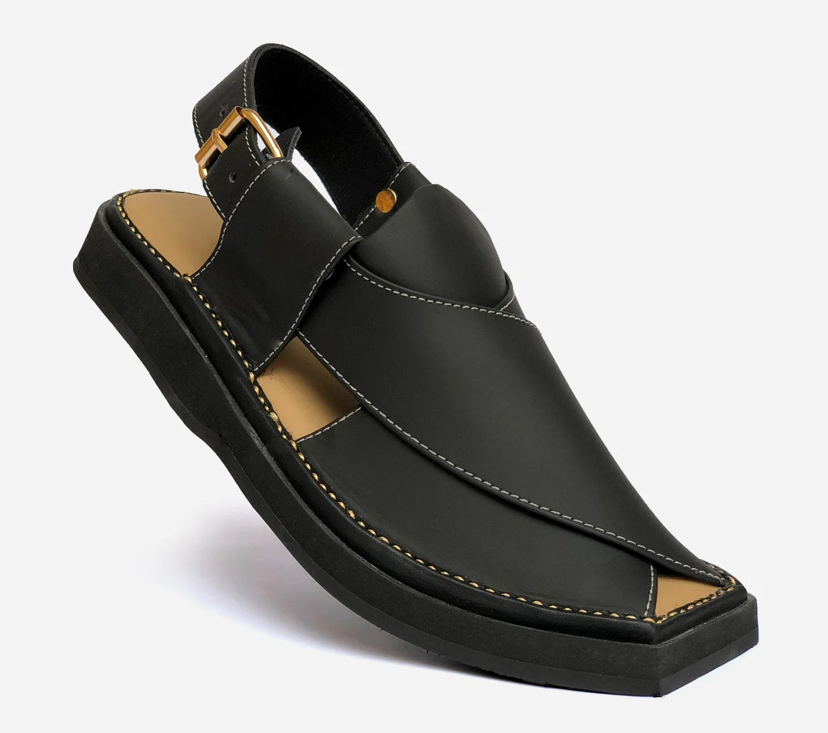 peshawari Kaptan leather sandal black color KPBL103