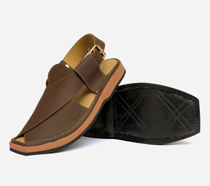 peshawari Kaptan leather sandal brown color KPBR104