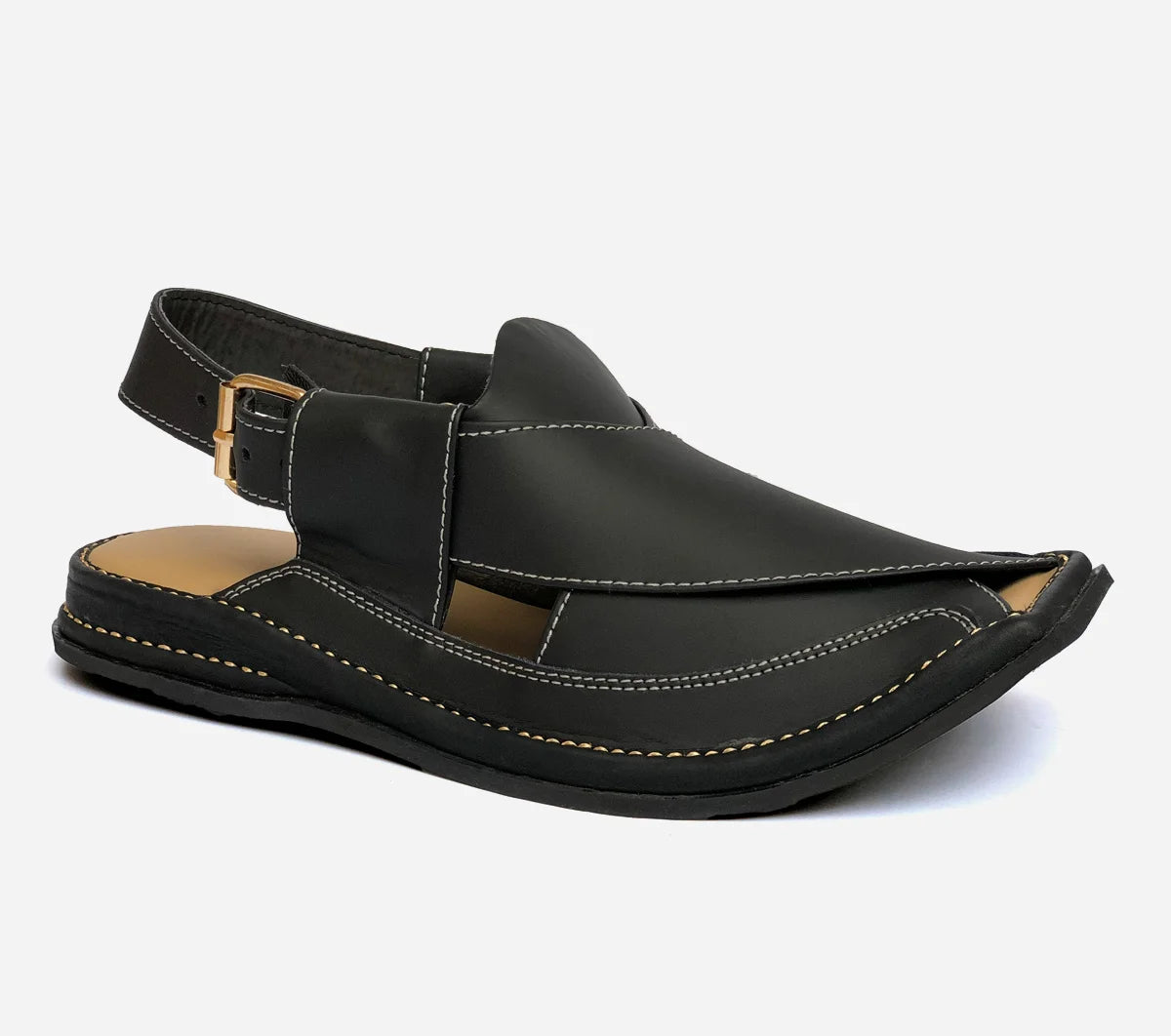 peshawari Zalmi leather sandal black color ZLBL101