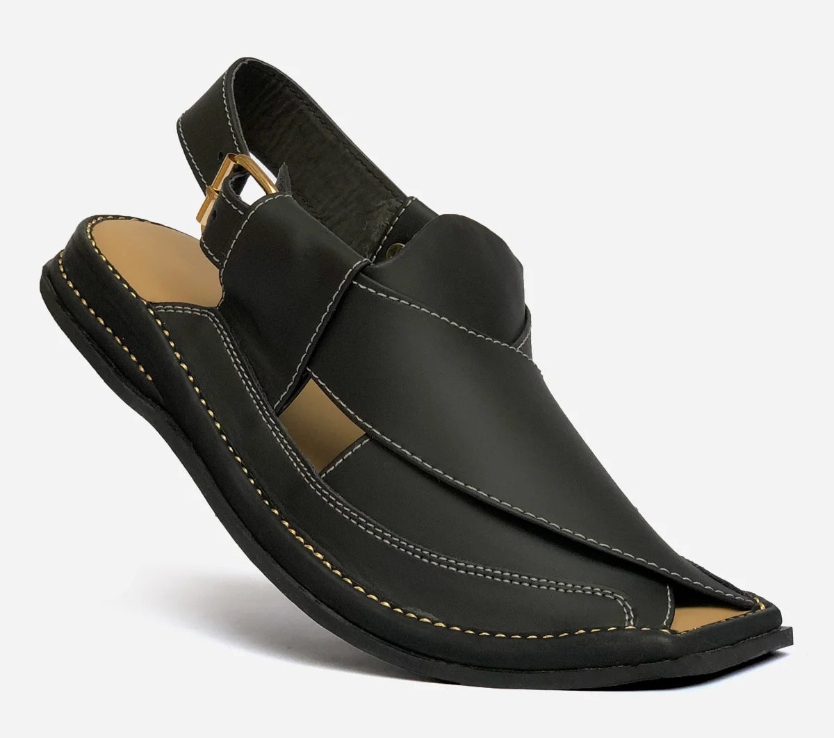 peshawari Zalmi leather sandal black color ZLBL103