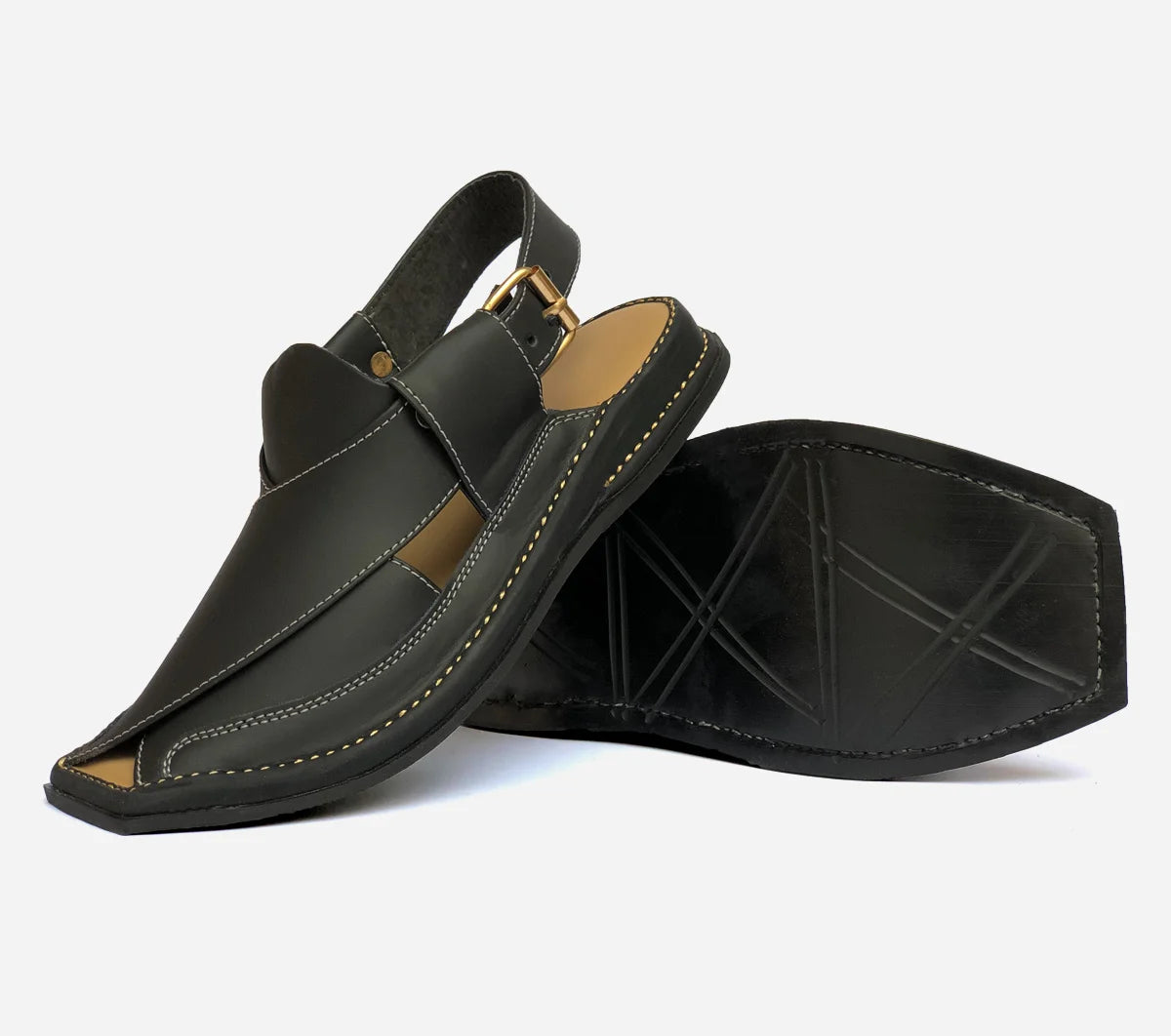 peshawari Zalmi leather sandal black color ZLBL104