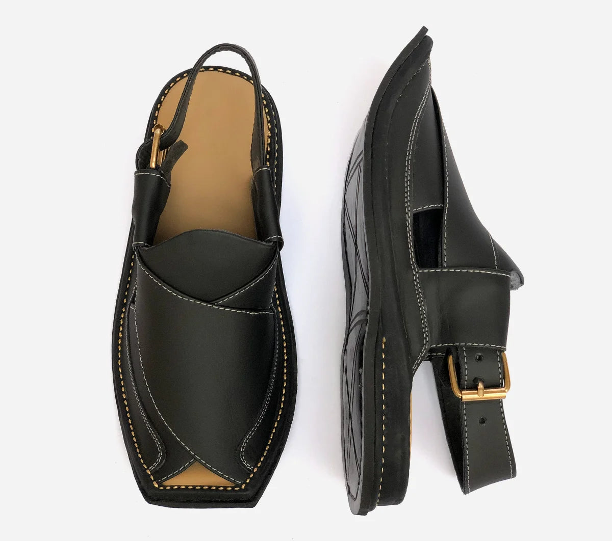 peshawari Zalmi leather sandal black color ZLBL105