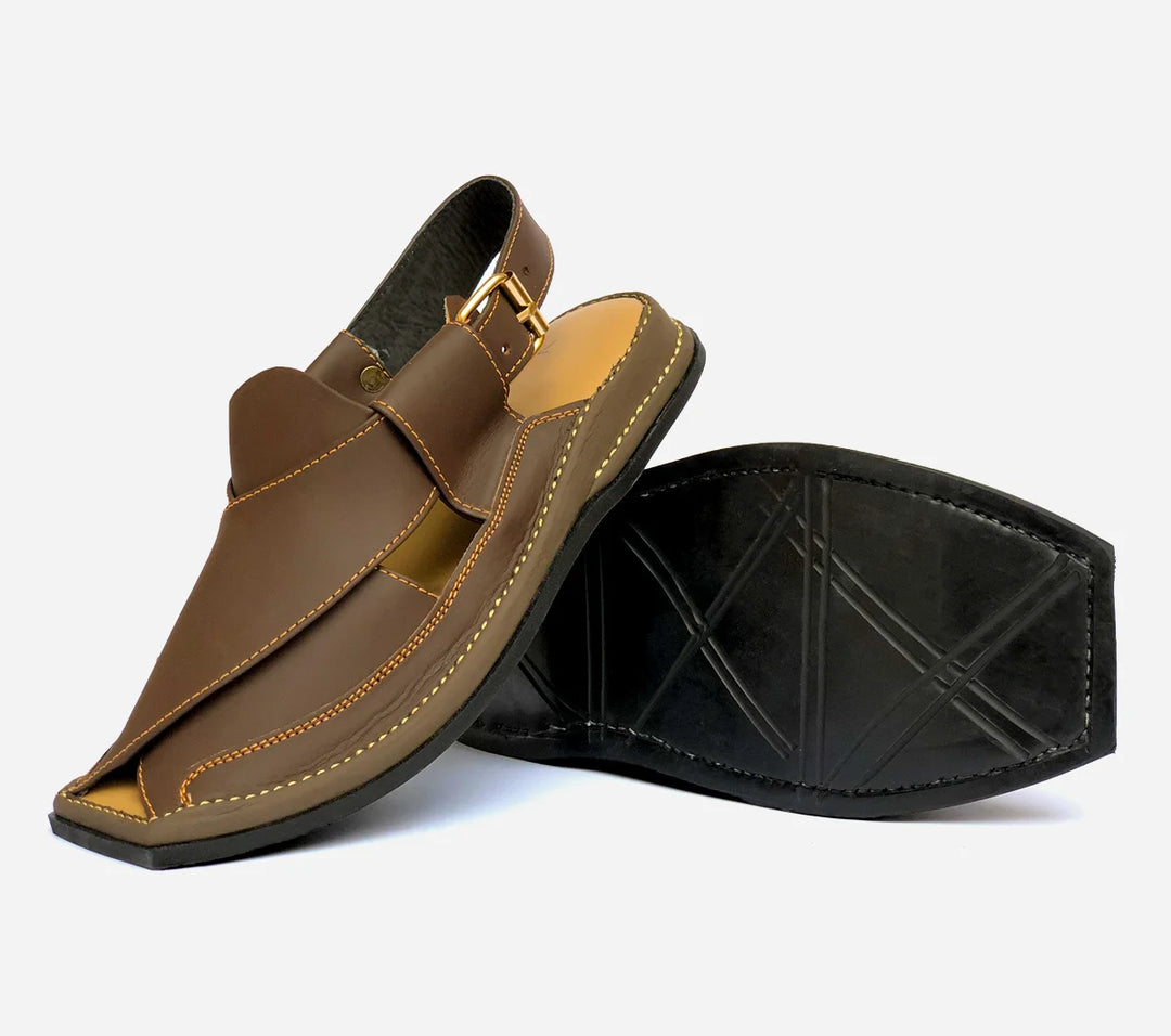 peshawari Zalmi leather sandal brown color KPBR104